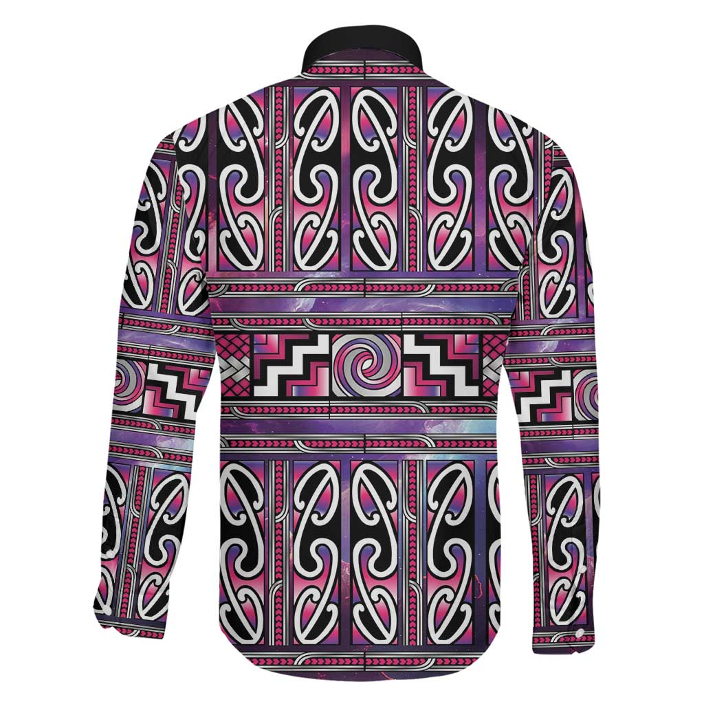 Maori Matariki Family Matching Tank Maxi Dress and Hawaiian Shirt Pink Galaxy Aesthetic Koru Art LT01 - Polynesian Pride