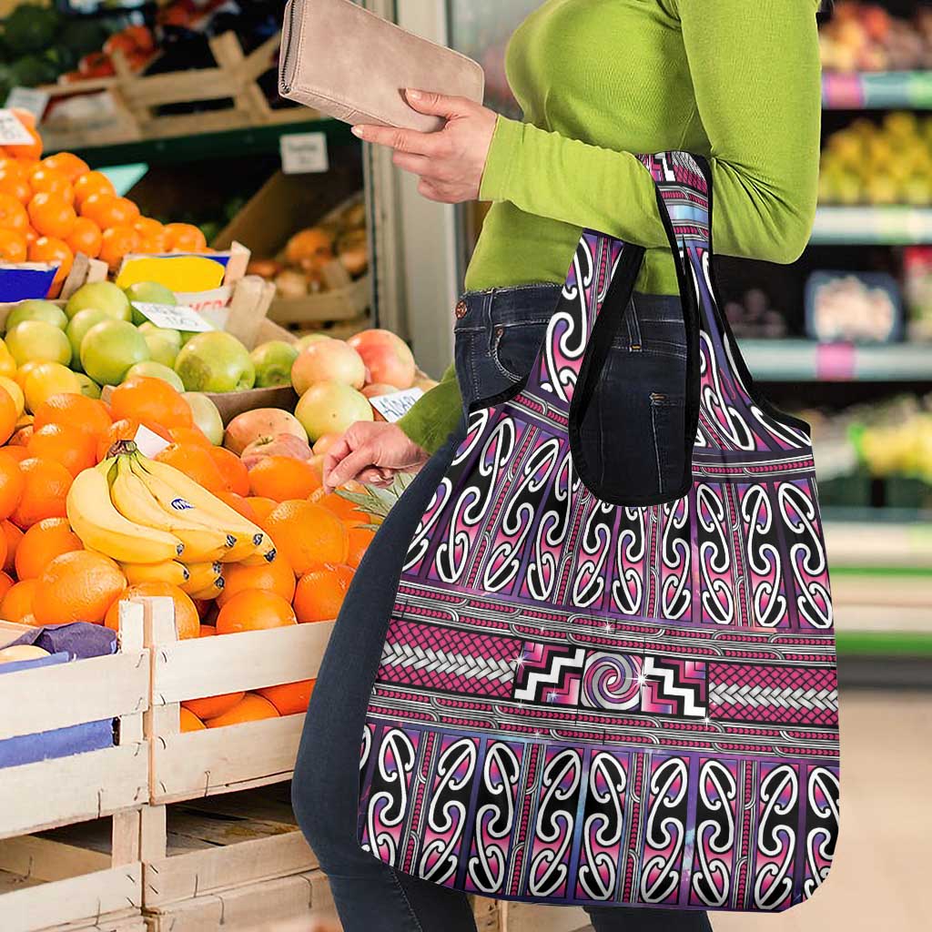 Maori Matariki Grocery Bag Pink Galaxy Aesthetic Koru Art