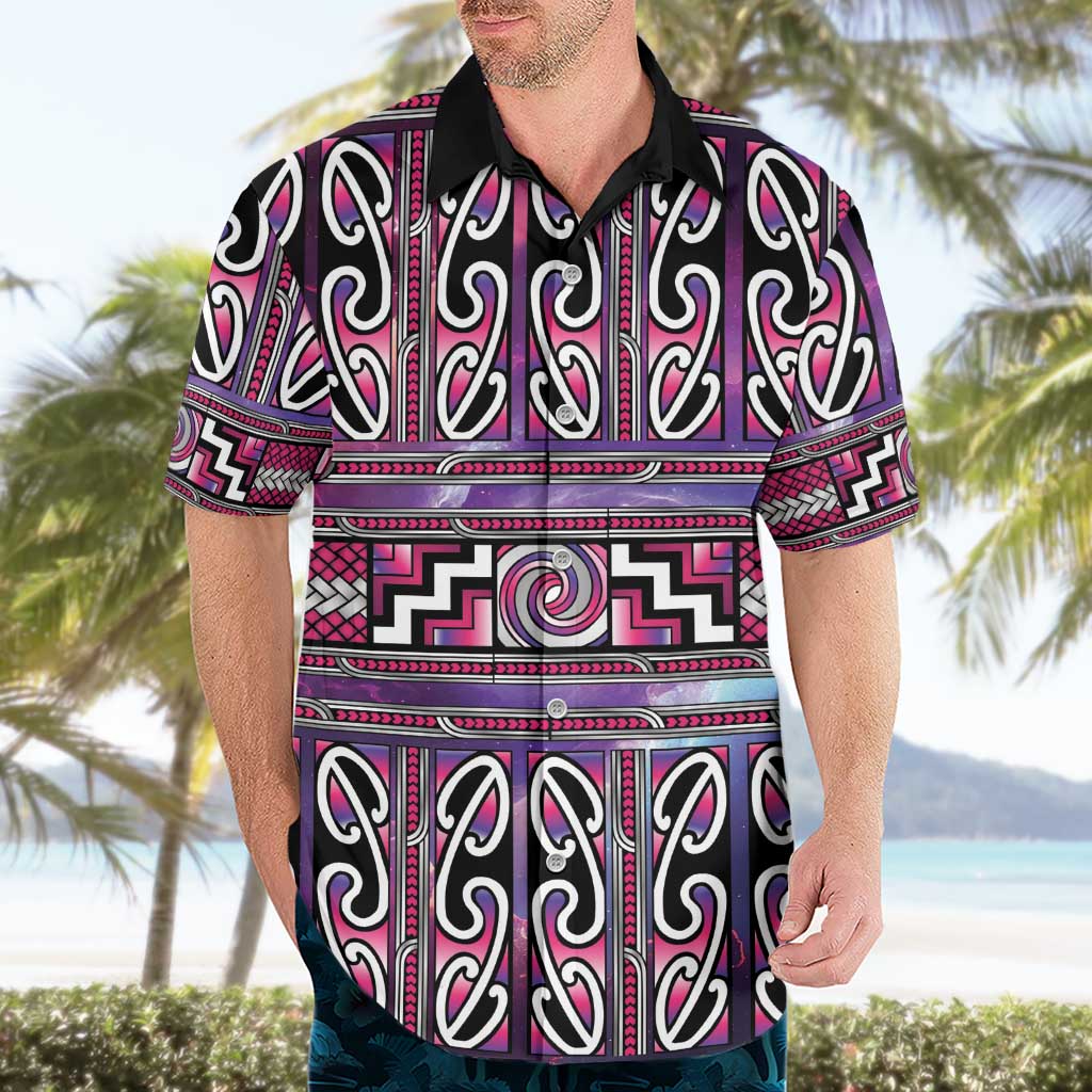 Maori Matariki Hawaiian Shirt Pink Galaxy Aesthetic Koru Art