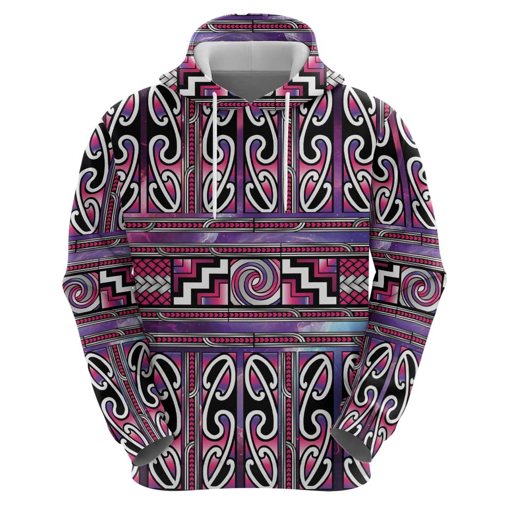 Maori Matariki Hoodie Pink Galaxy Aesthetic Koru Art