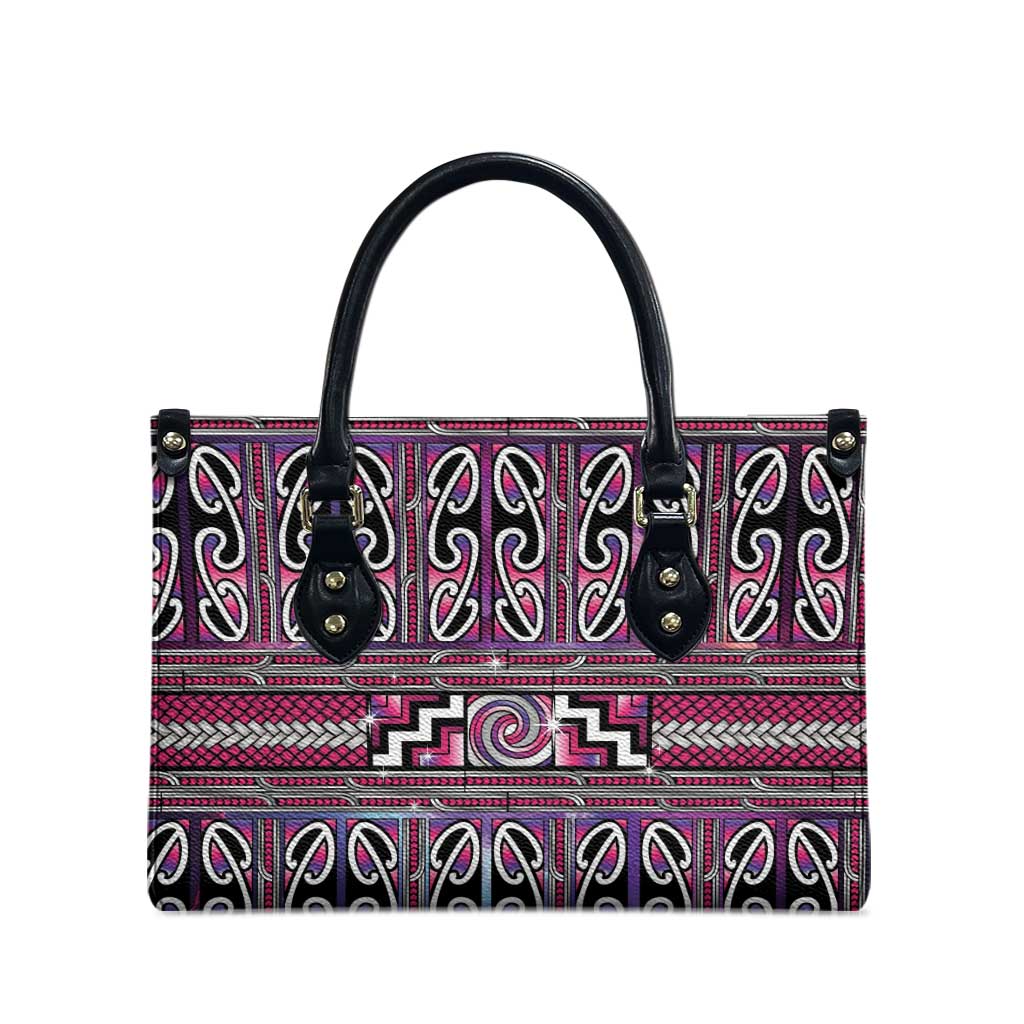Maori Matariki Leather Bag Pink Galaxy Aesthetic Koru Art