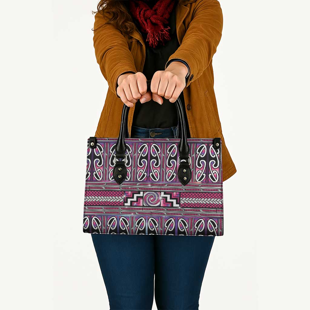 Maori Matariki Leather Bag Pink Galaxy Aesthetic Koru Art