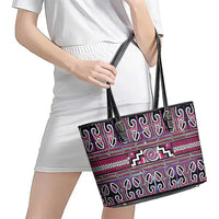 Maori Matariki Leather Tote Bag Pink Galaxy Aesthetic Koru Art