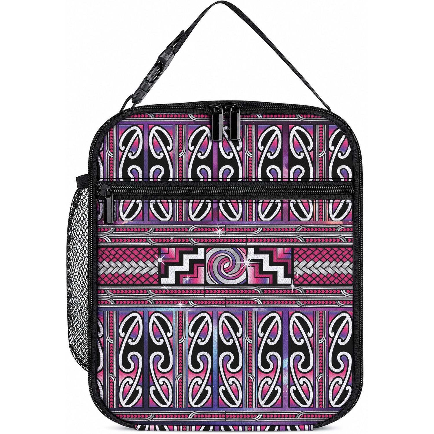 Maori Matariki Lunch Bag Pink Galaxy Aesthetic Koru Art LT01 10.2 × 8.3 × 4.3 inch Pink - Polynesian Pride