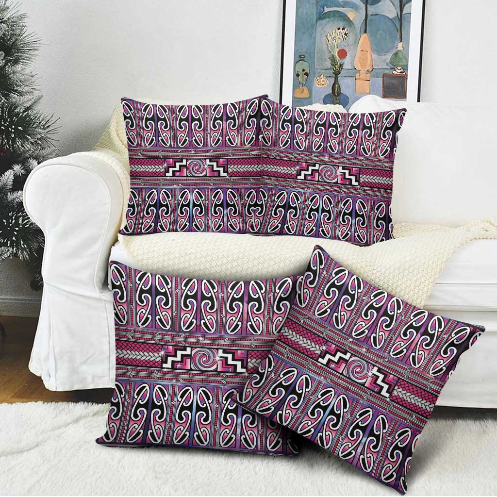 Maori Matariki Pillow Cover Pink Galaxy Aesthetic Koru Art
