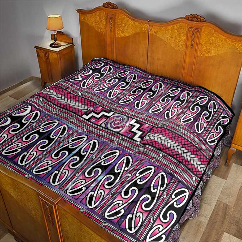 Maori Matariki Quilt Pink Galaxy Aesthetic Koru Art