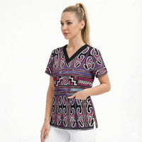Maori Matariki Scrub Top Pink Galaxy Aesthetic Koru Art