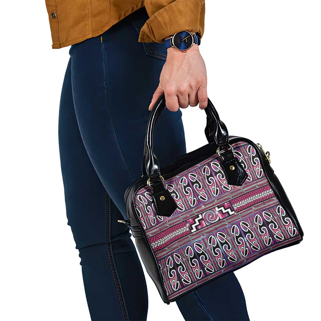 Maori Matariki Shoulder Handbag Pink Galaxy Aesthetic Koru Art