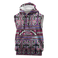 Maori Matariki Sleeveless Hoodie Pink Galaxy Aesthetic Koru Art
