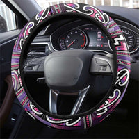 Maori Matariki Steering Wheel Cover Pink Galaxy Aesthetic Koru Art