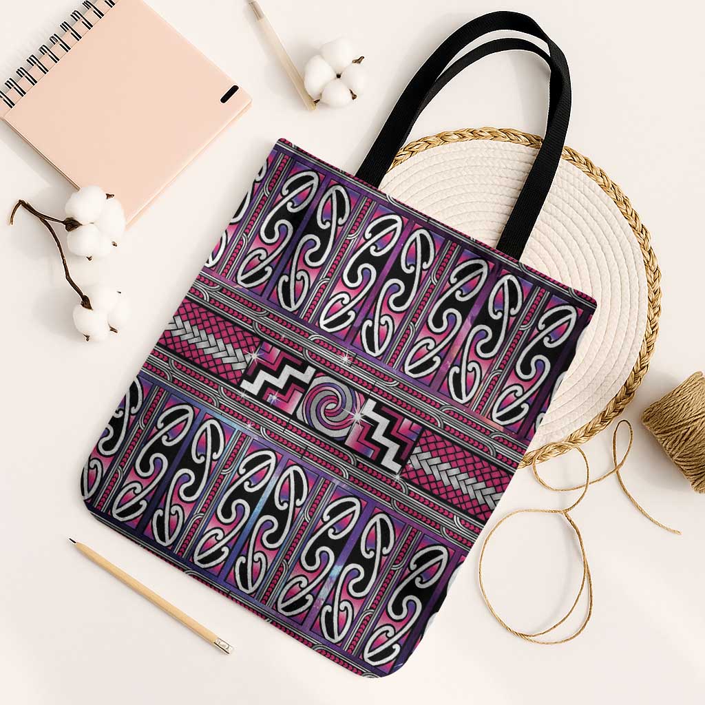 Maori Matariki Tote Bag Pink Galaxy Aesthetic Koru Art