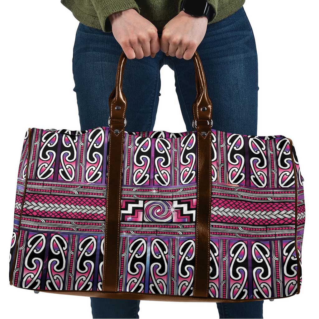 Maori Matariki Travel Bag Pink Galaxy Aesthetic Koru Art