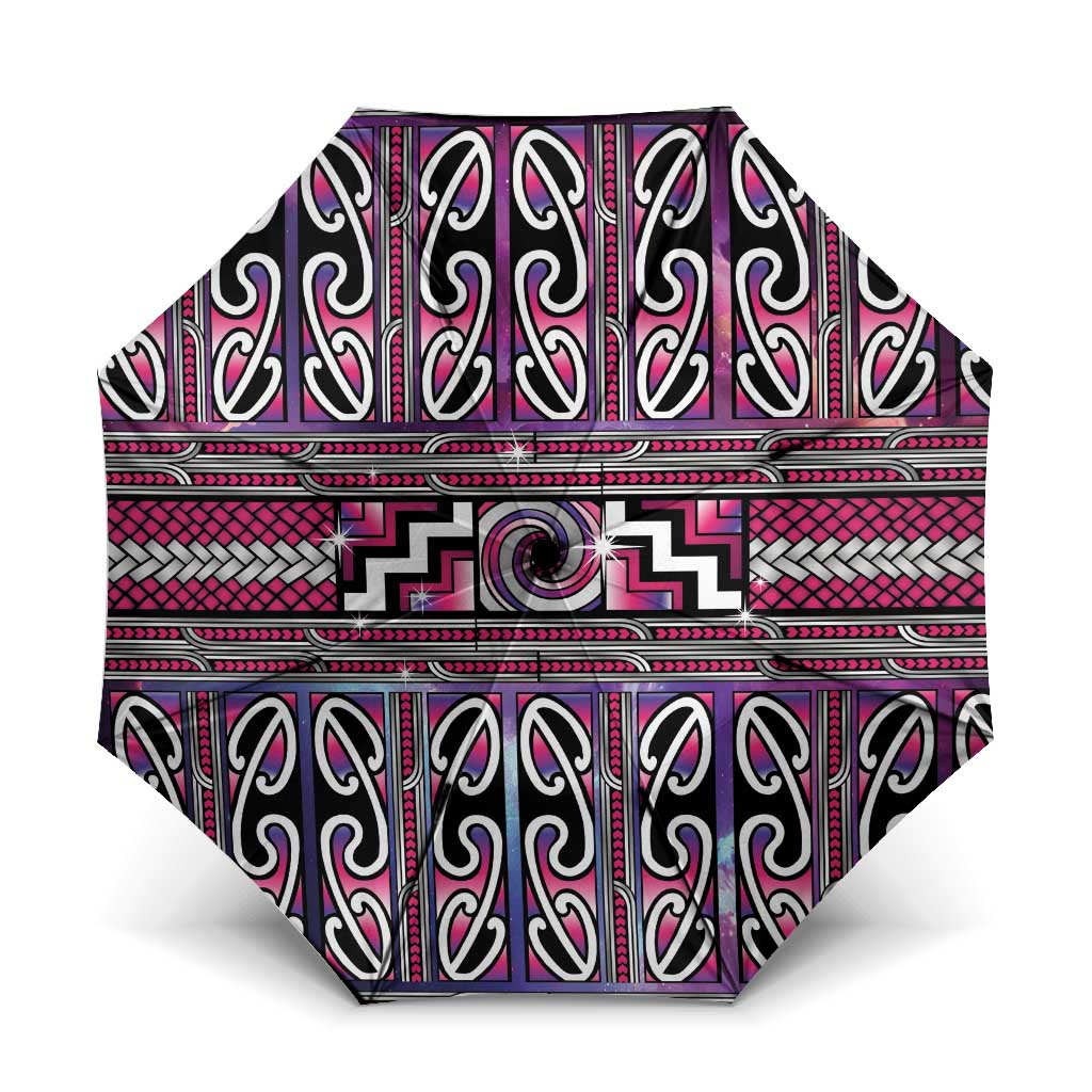 Maori Matariki Umbrella Pink Galaxy Aesthetic Koru Art
