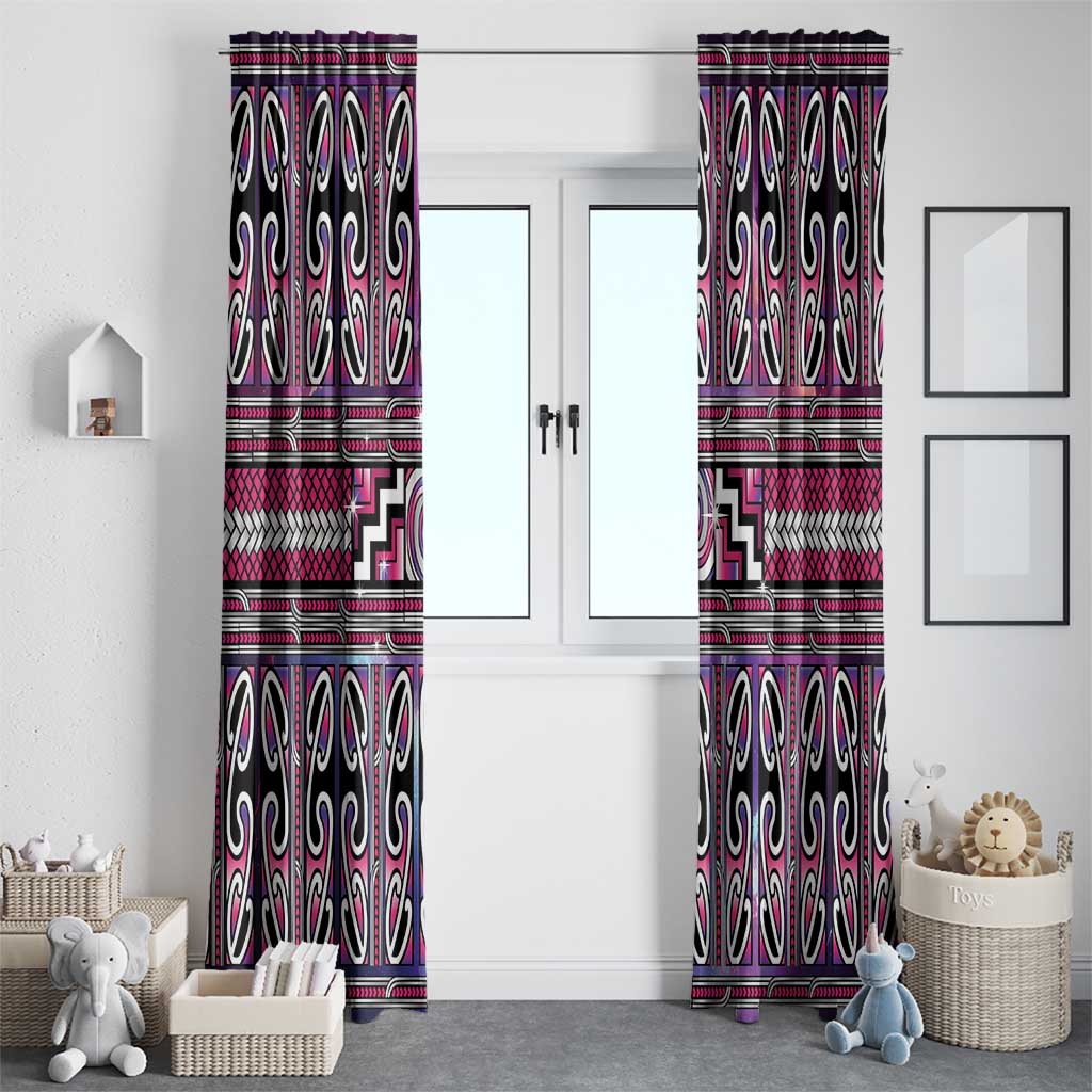 Maori Matariki Window Curtain Pink Galaxy Aesthetic Koru Art