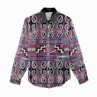Maori Matariki Women Casual Shirt Pink Galaxy Aesthetic Koru Art