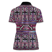 Maori Matariki Women Polo Shirt Pink Galaxy Aesthetic Koru Art