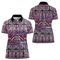 Maori Matariki Women Polo Shirt Pink Galaxy Aesthetic Koru Art