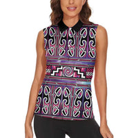 Maori Matariki Women Sleeveless Polo Shirt Pink Galaxy Aesthetic Koru Art