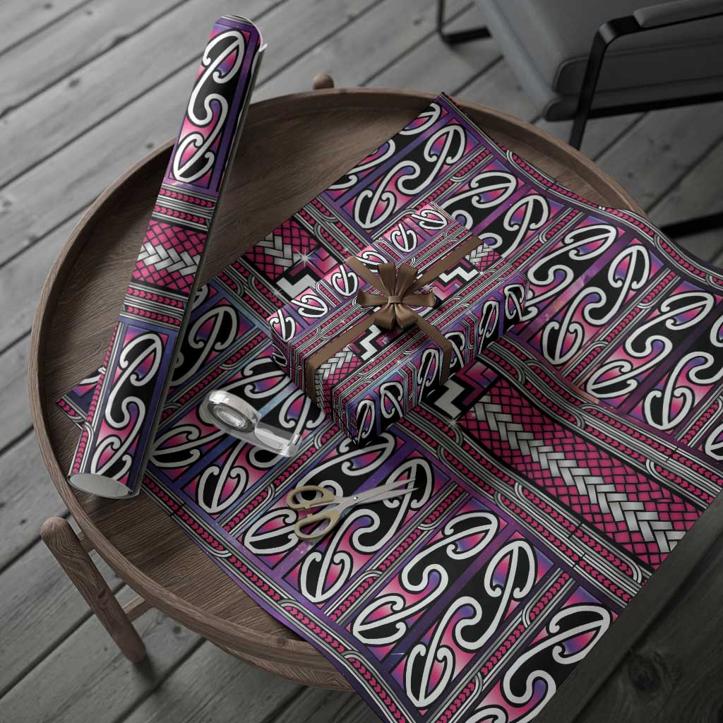 Maori Matariki Wrapping Paper Pink Galaxy Aesthetic Koru Art