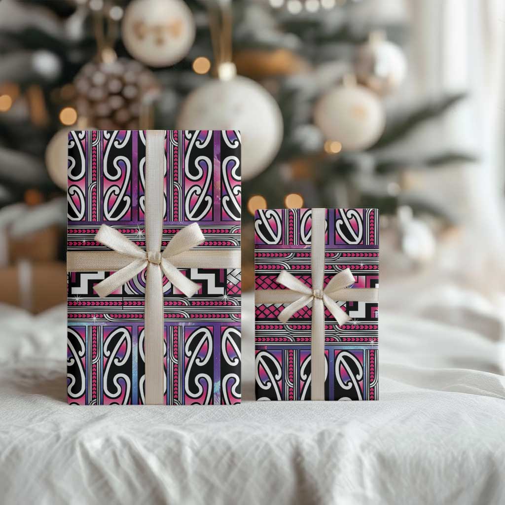 Maori Matariki Wrapping Paper Pink Galaxy Aesthetic Koru Art