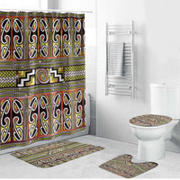 Maori Matariki Bathroom Set Yellow Galaxy Aesthetic Koru Art