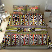 Maori Matariki Bedding Set Yellow Galaxy Aesthetic Koru Art