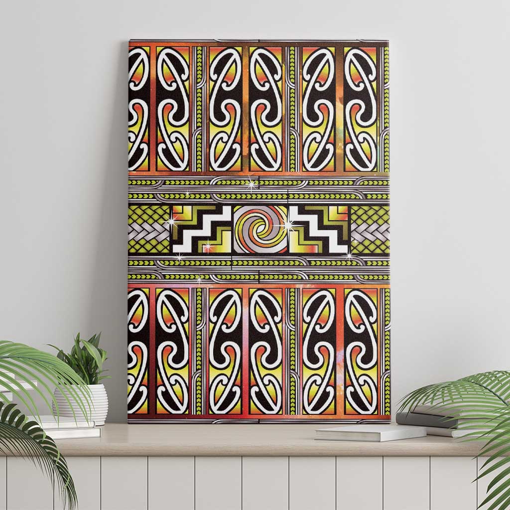 Maori Matariki Canvas Wall Art Yellow Galaxy Aesthetic Koru Art
