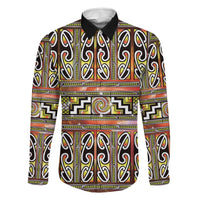 Maori Matariki Family Matching Long Sleeve Bodycon Dress and Hawaiian Shirt Yellow Galaxy Aesthetic Koru Art LT01 Dad's Shirt - Long Sleeve Yellow - Polynesian Pride