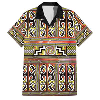 Maori Matariki Family Matching Puletasi and Hawaiian Shirt Yellow Galaxy Aesthetic Koru Art