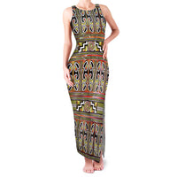Maori Matariki Family Matching Tank Maxi Dress and Hawaiian Shirt Yellow Galaxy Aesthetic Koru Art LT01 Mom's Dress Yellow - Polynesian Pride
