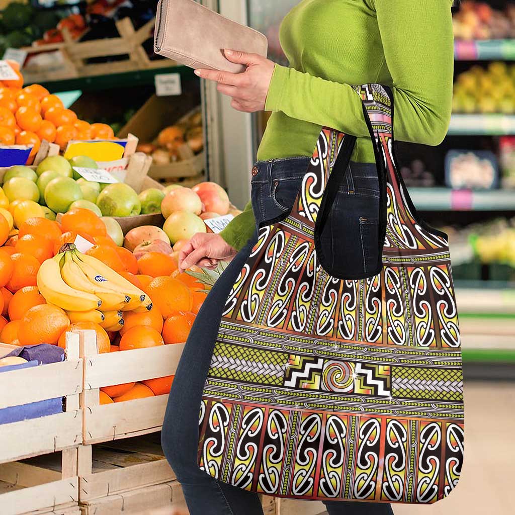 Maori Matariki Grocery Bag Yellow Galaxy Aesthetic Koru Art