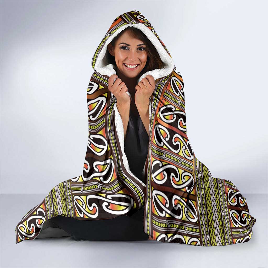 Maori Matariki Hooded Blanket Yellow Galaxy Aesthetic Koru Art