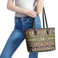 Maori Matariki Leather Tote Bag Yellow Galaxy Aesthetic Koru Art
