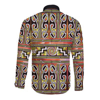 Maori Matariki Long Sleeve Button Shirt Yellow Galaxy Aesthetic Koru Art