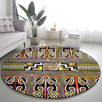 Maori Matariki Round Carpet Yellow Galaxy Aesthetic Koru Art
