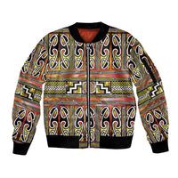 Maori Matariki Sleeve Zip Bomber Jacket Yellow Galaxy Aesthetic Koru Art