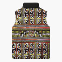 Maori Matariki Sleeveless Puffer Jacket Yellow Galaxy Aesthetic Koru Art