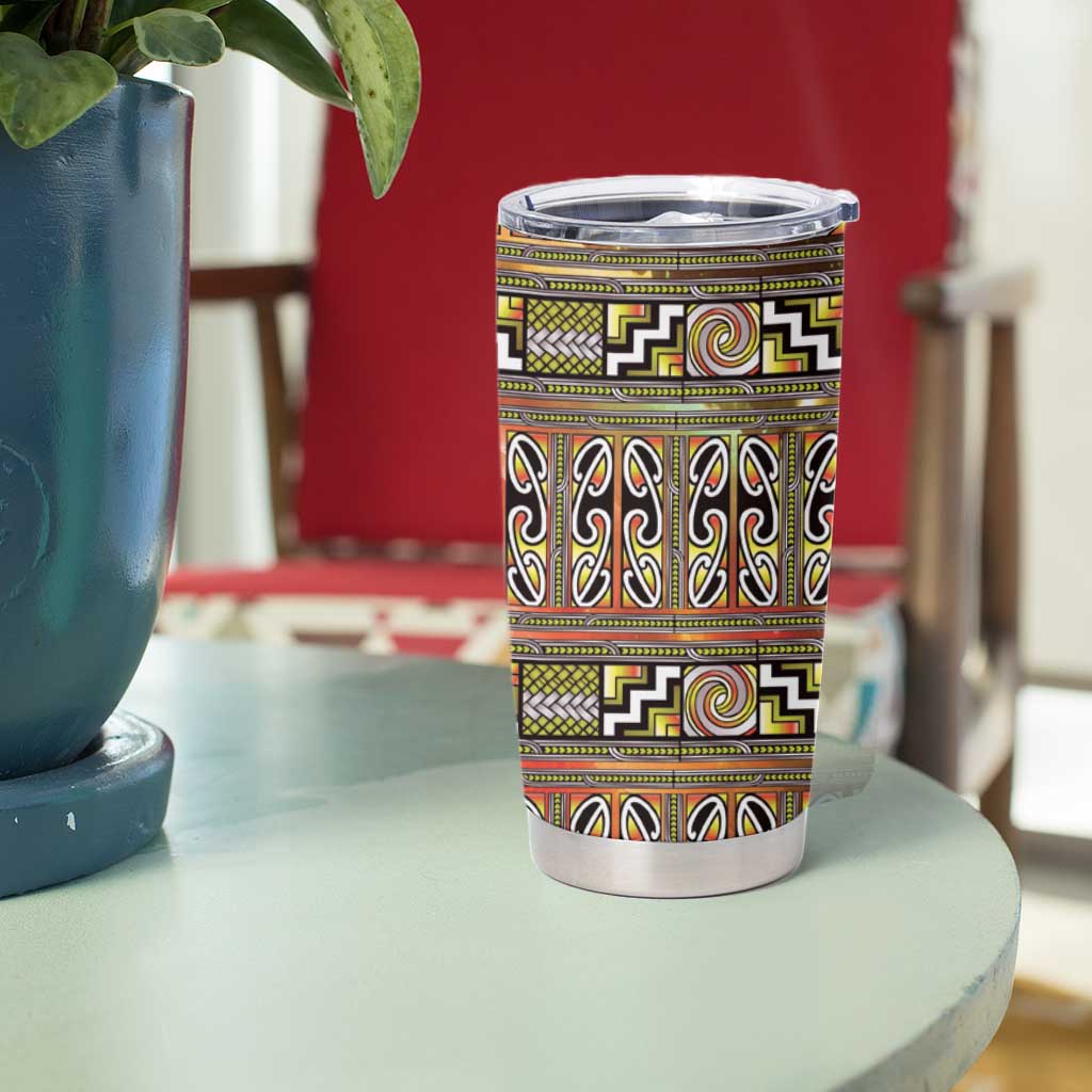 Maori Matariki Tumbler Cup Yellow Galaxy Aesthetic Koru Art