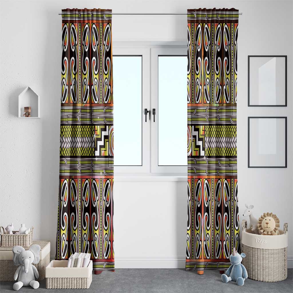Maori Matariki Window Curtain Yellow Galaxy Aesthetic Koru Art
