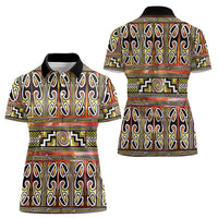 Maori Matariki Women Polo Shirt Yellow Galaxy Aesthetic Koru Art
