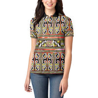 Maori Matariki Women Polo Shirt Yellow Galaxy Aesthetic Koru Art