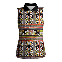Maori Matariki Women Sleeveless Polo Shirt Yellow Galaxy Aesthetic Koru Art