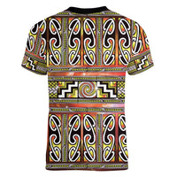 Maori Matariki Women V-Neck T-Shirt Yellow Galaxy Aesthetic Koru Art