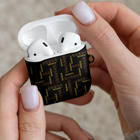 Hawaii Brown Plumeria Lei Black AirPods Case Frangipani Floral Heritage Art