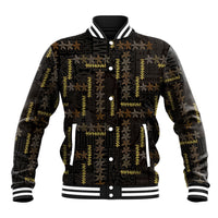 Hawaii Brown Plumeria Lei Black Baseball Jacket Frangipani Floral Heritage Art LT01 Unisex Black - Polynesian Pride