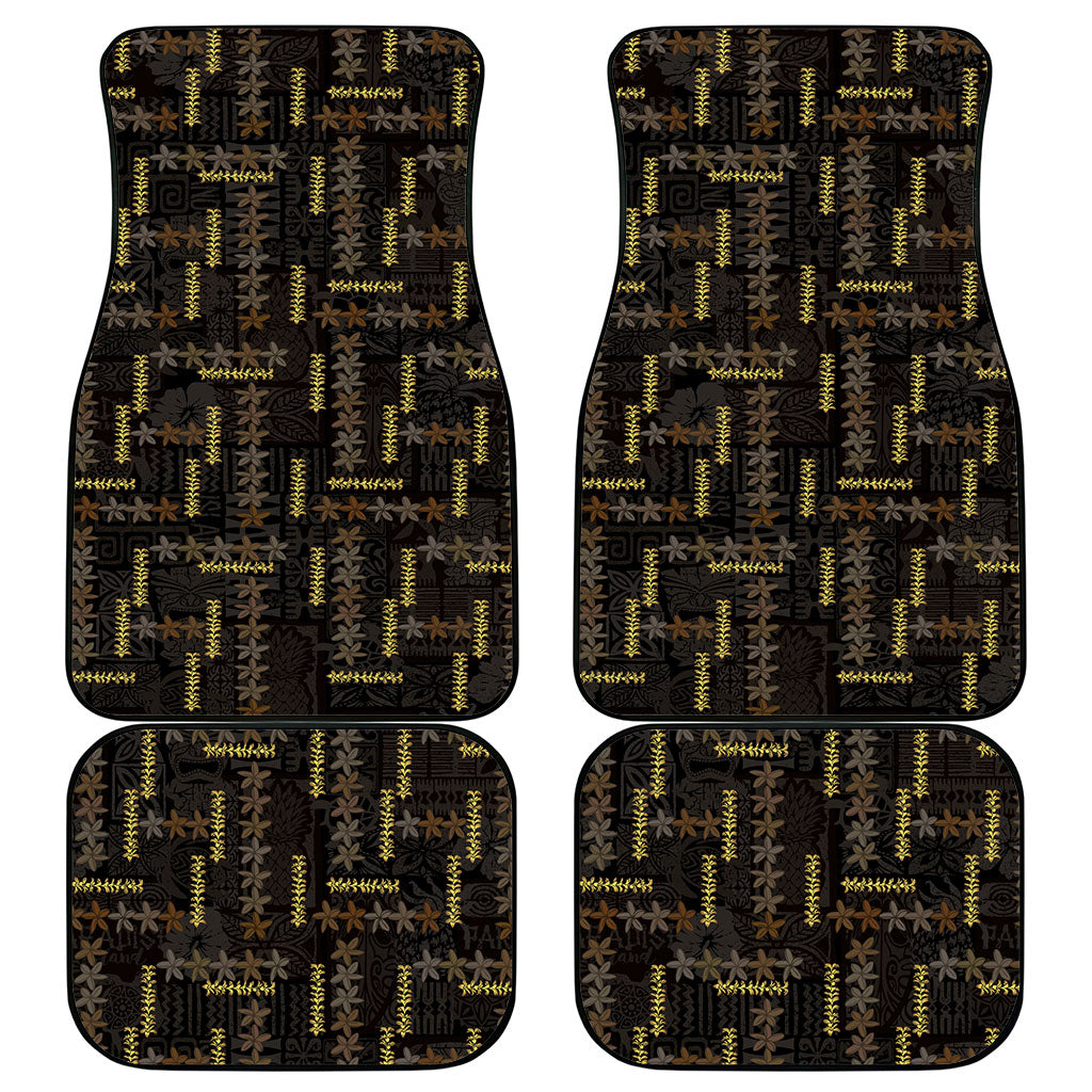 Hawaii Brown Plumeria Lei Black Car Mats Frangipani Floral Heritage Art LT01 - Polynesian Pride