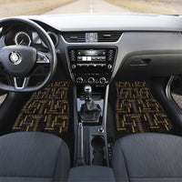 Hawaii Brown Plumeria Lei Black Car Mats Frangipani Floral Heritage Art LT01 Set 2pcs - Front Black - Polynesian Pride