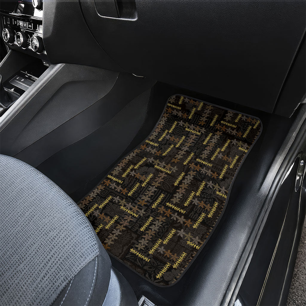 Hawaii Brown Plumeria Lei Black Car Mats Frangipani Floral Heritage Art LT01 - Polynesian Pride