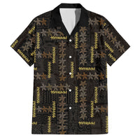Hawaii Brown Plumeria Lei Black Family Matching Long Sleeve Bodycon Dress and Hawaiian Shirt Frangipani Floral Heritage Art LT01 Dad's Shirt - Short Sleeve Black - Polynesian Pride