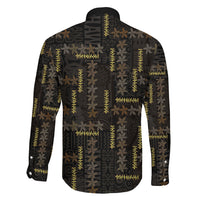 Hawaii Brown Plumeria Lei Black Family Matching Off The Shoulder Long Sleeve Dress and Hawaiian Shirt Frangipani Floral Heritage Art LT01 - Polynesian Pride